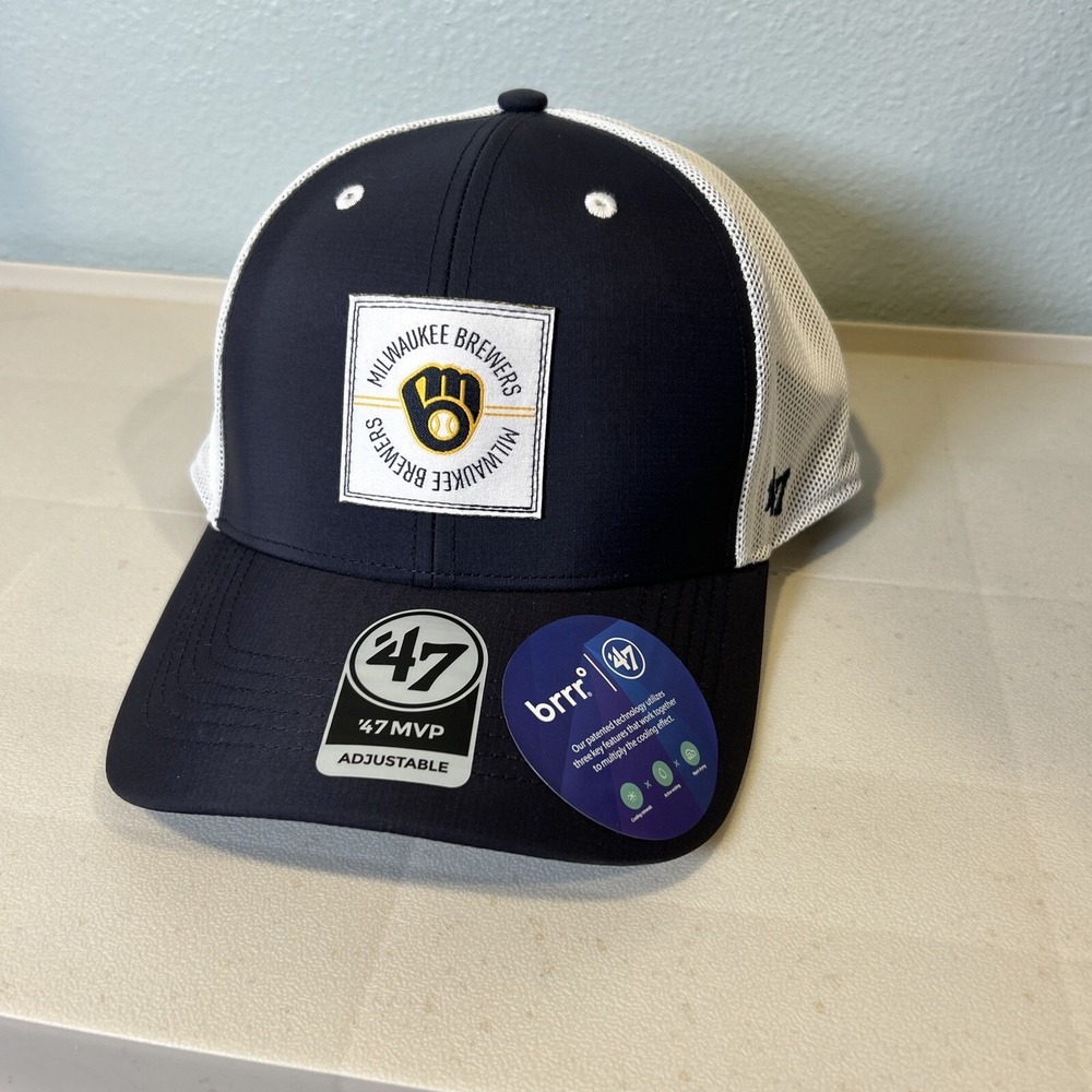Milwaukee Brewers 47 Adjustable MVP Mesh Hat Cap Navy OSFM MLB Baseball brrr